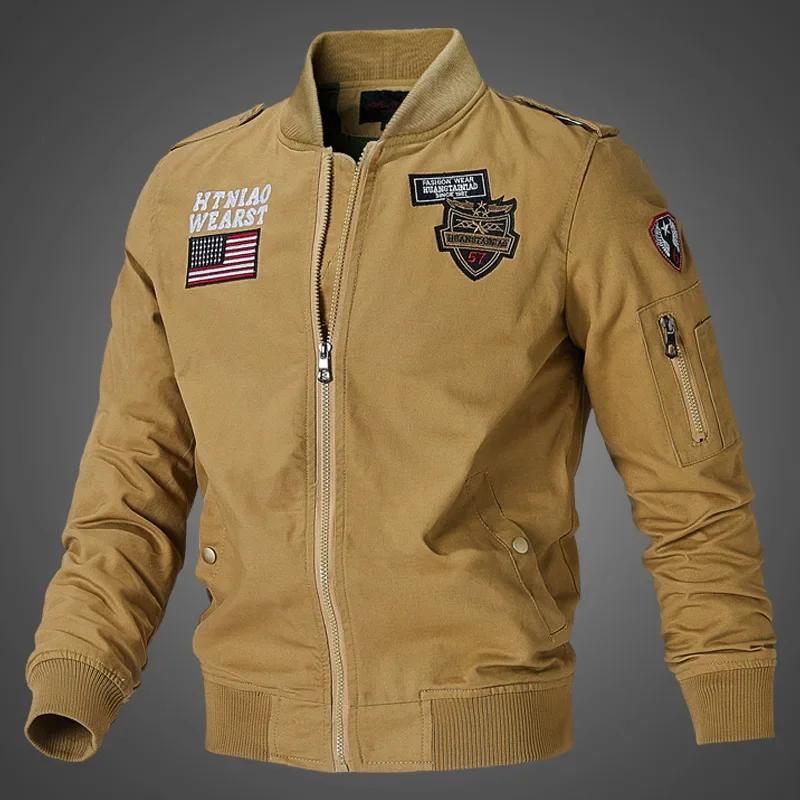Mens Bomber Pilot Jacket Spring Parkas Army Jackets Military Motorcycle Jacket Cargo Outerwear Air Force Pilot Tacti